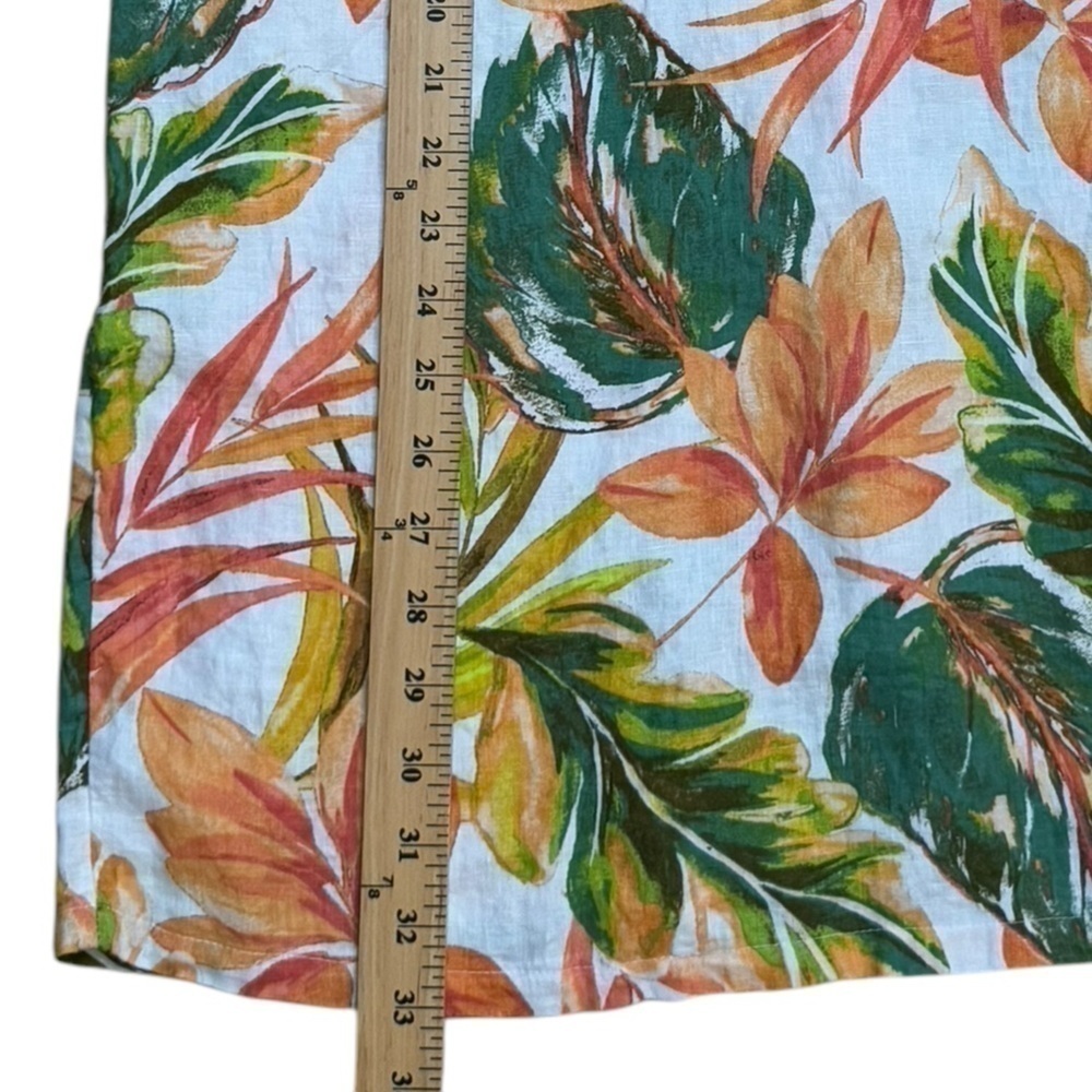 NICOLE MILLER 100% Linen Tropical Leaf Print Ruffle Sleeve Dress Size XS GUC - Picture 5 of 5